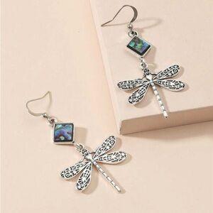 🆕 Abalone Shell Silver Dragonfly Earrings!!!  Brand NEW!!!